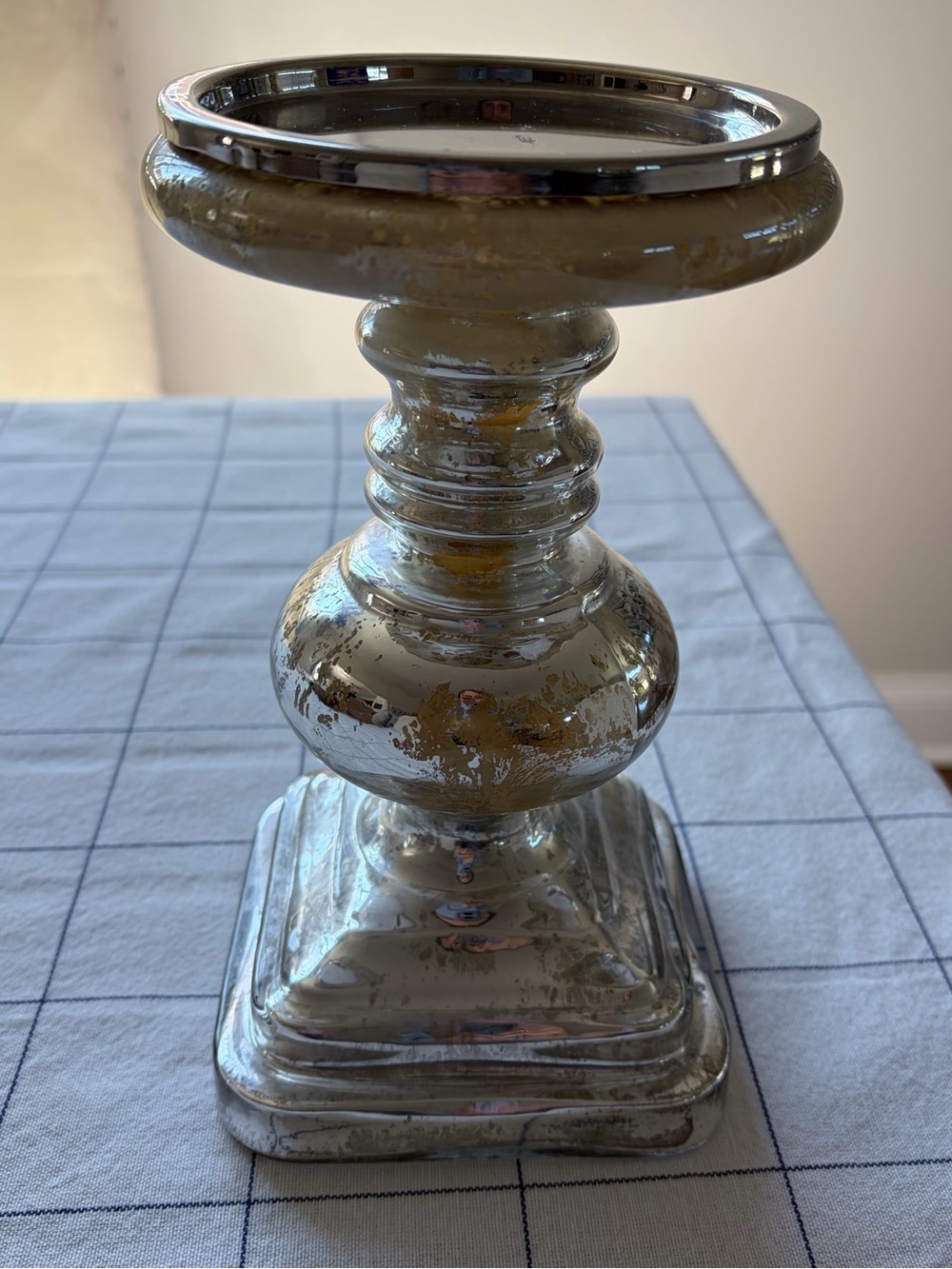 Pottery Barn Antique Mercury Piller Holder Medium 9" tall